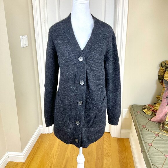 Everlane Sweater Cardigan Alpaca Wool Long Gray Patch Pockets (XS) - Picture 1 of 7